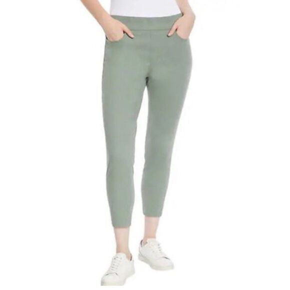 GLORIA VANDERBILT Slimming Effect Sz 14 Pull-On Crop Mid-Rise Pants Green NWT - Picture 1 of 10